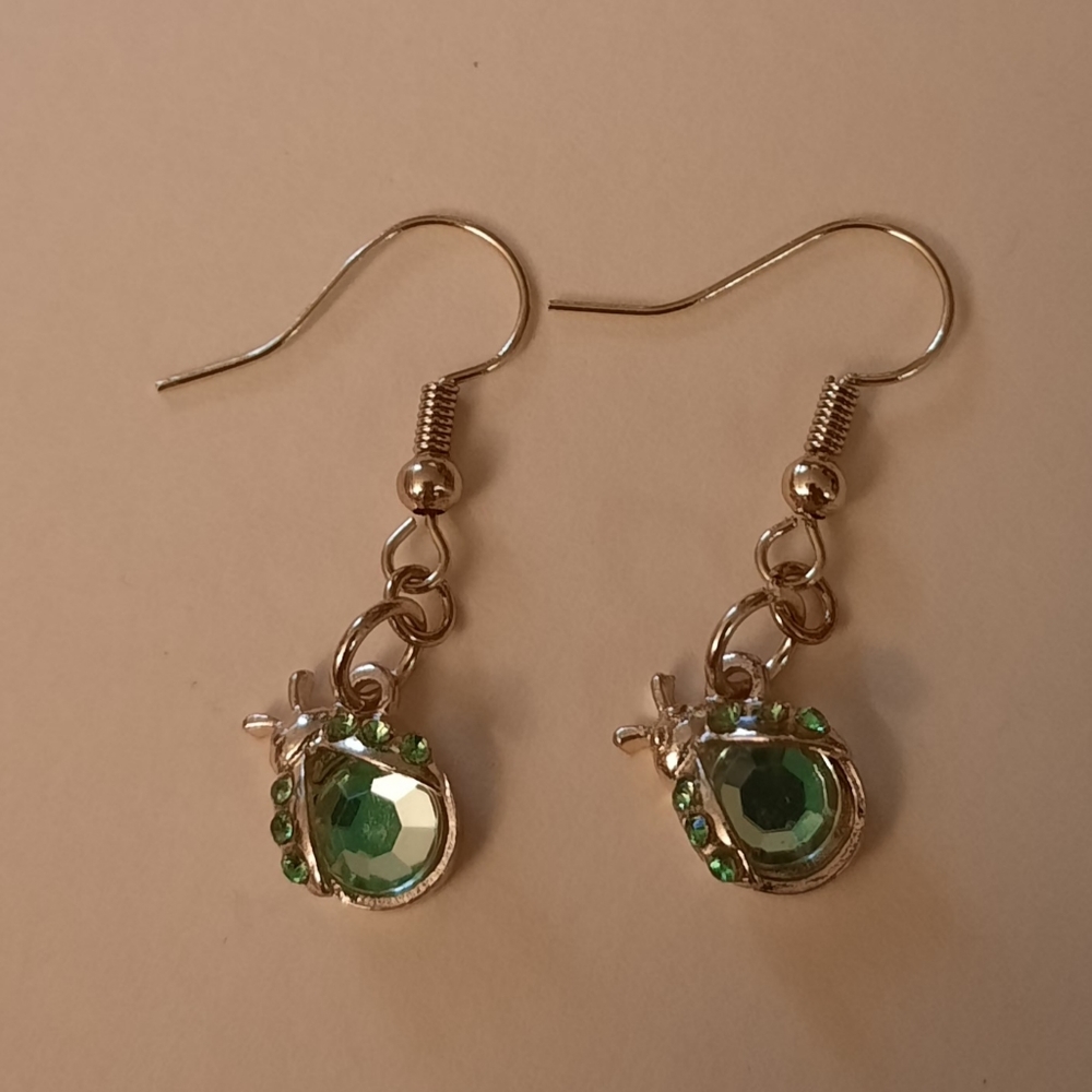 Light Green Lady Bug Earrings
